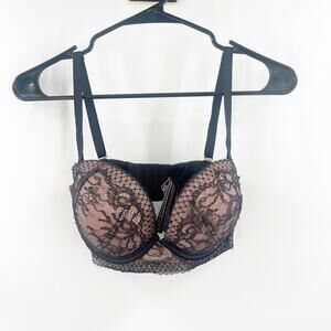 VICTORIA'S SECRET Very Sexy Bra Size 32DD Multi-Way Multi Position Black Lace